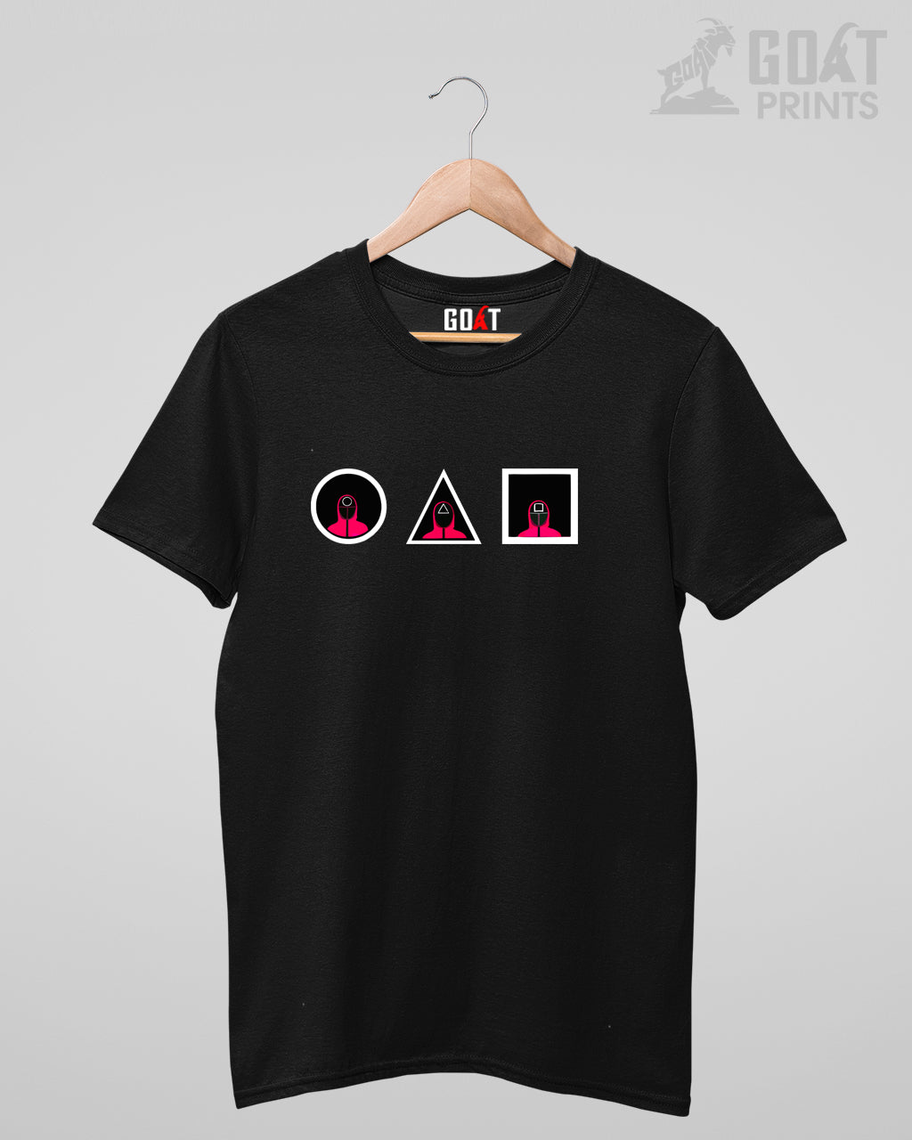Classic black tee with the official Squid Game logo design black