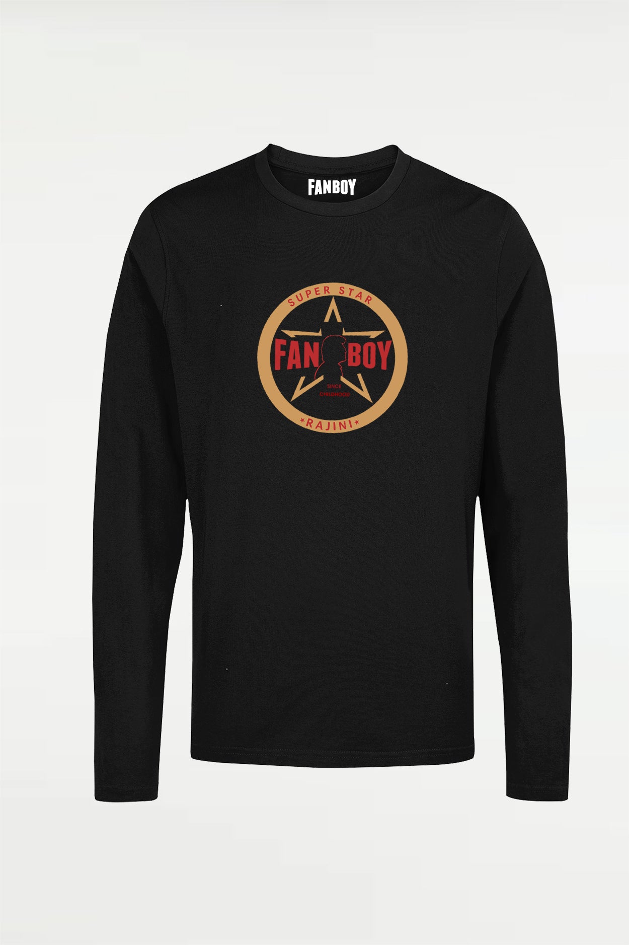 Black Superstar Fanboy T-Shirt with Rajini Print for True Fans