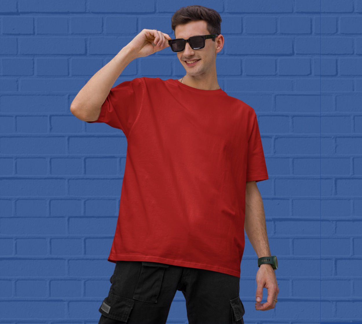 Shop Men s Red Oversized Tshirt