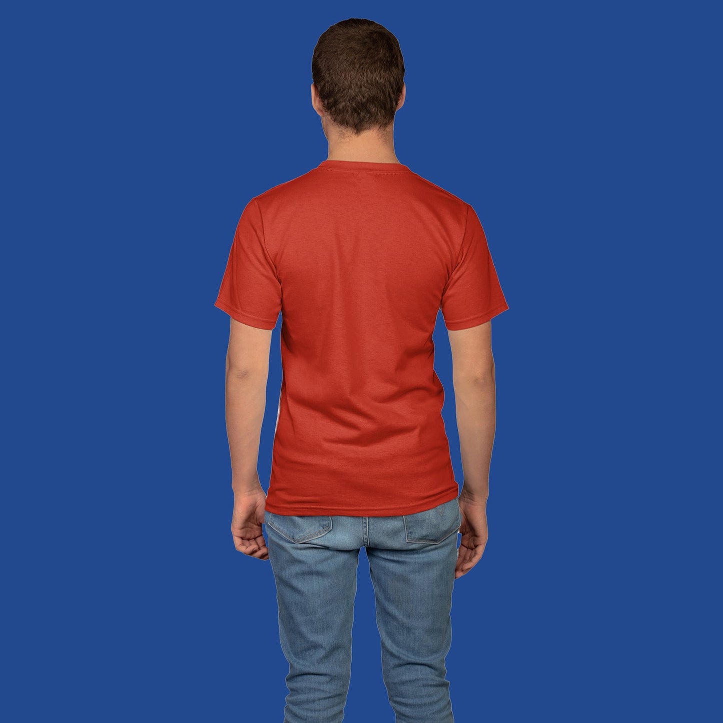 Men's Round Neck Plain T-Shirt Brick Red