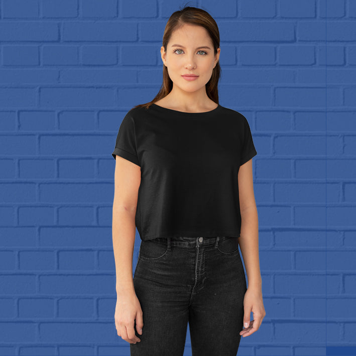 Buy Black plain crop top online in India