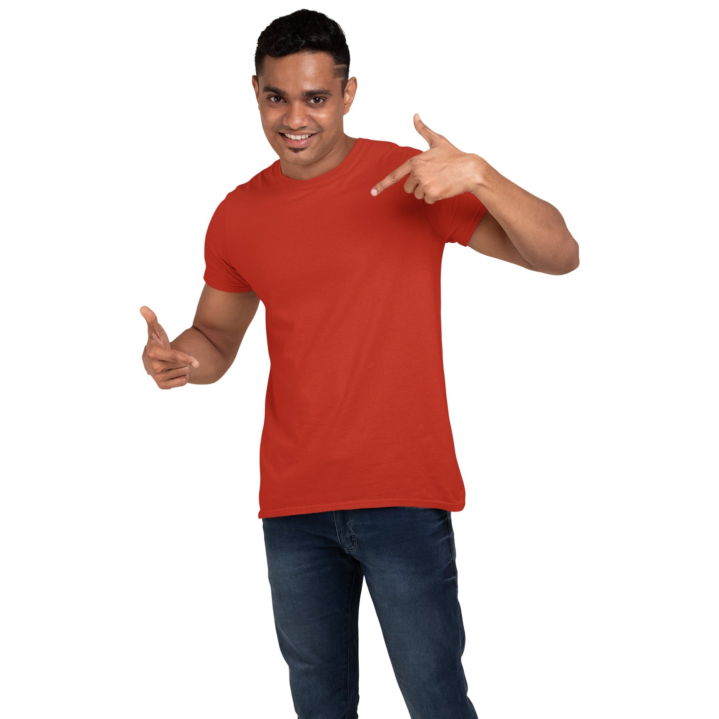 Men's Round Neck Plain T-Shirt Brick Red