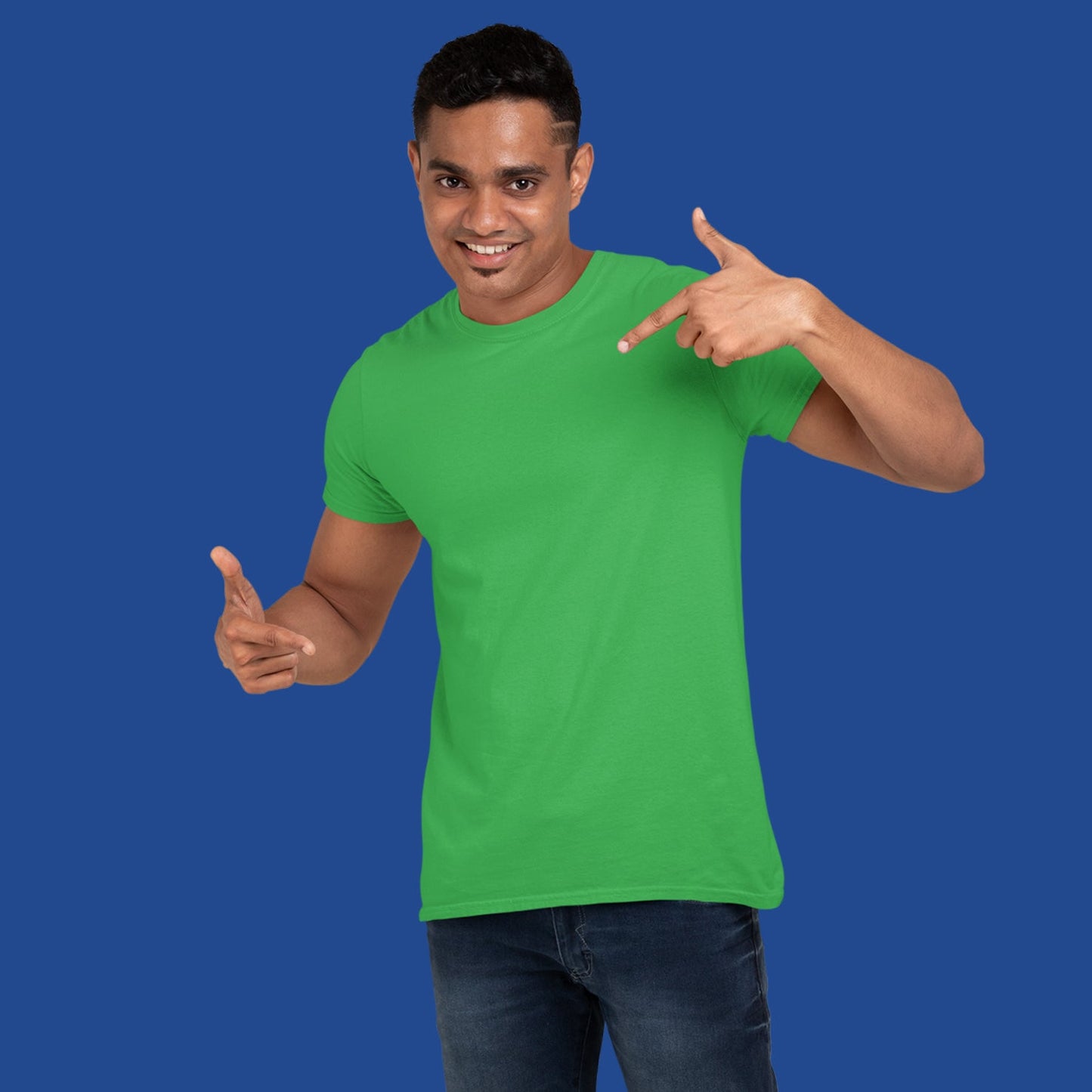 Men's Round Neck Plain T-Shirt Flag Green