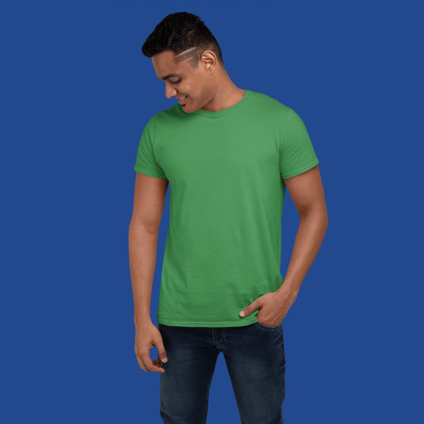 Men's Round Neck Plain T-Shirt Flag Green