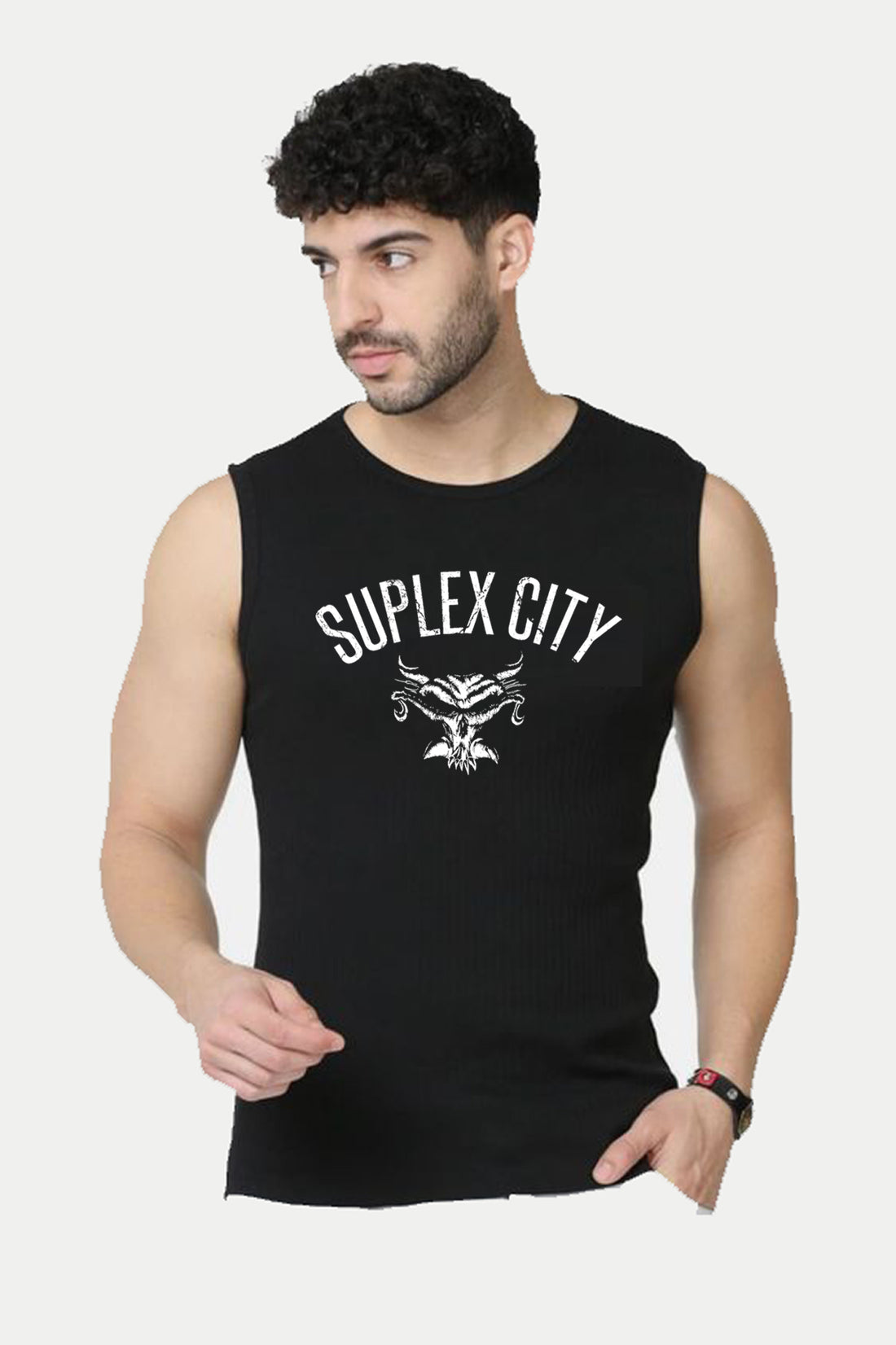 Brock Lesnar Suplex City gym vest T-Shirt front view – buy online in India