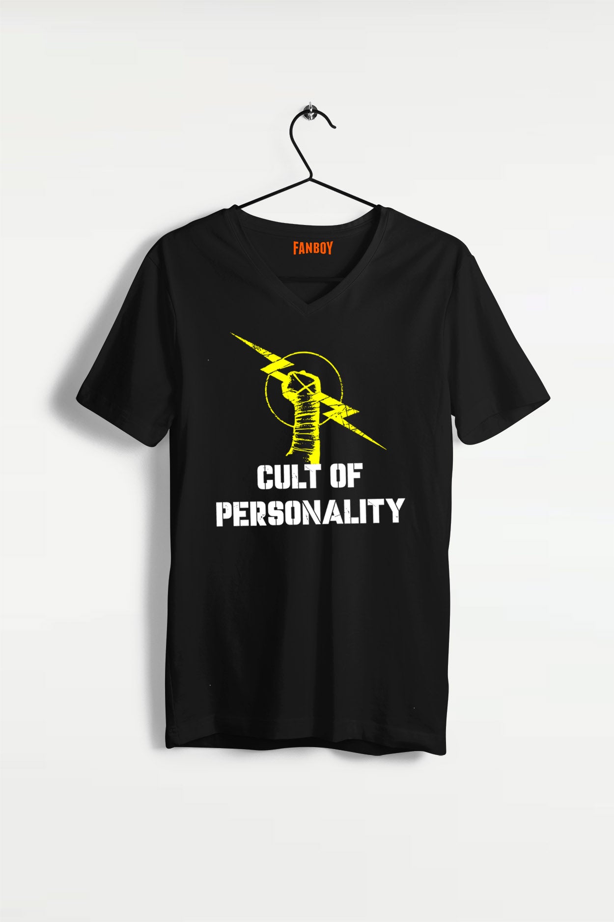CM Punk Cult of Personality V-Neck T-Shirt – trendy WWE fan apparel in India, exclusive wrestling tee from TheFanboy.in.