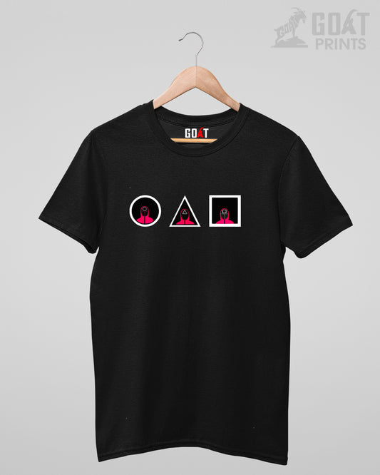 Classic black tee with the official Squid Game logo design black