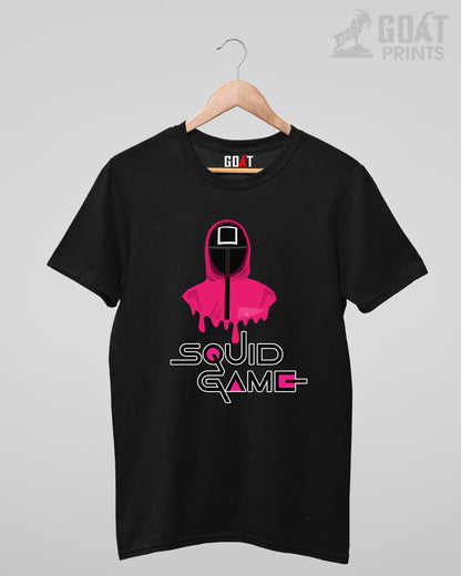 Classic black tee with the official Squid Game logo design.