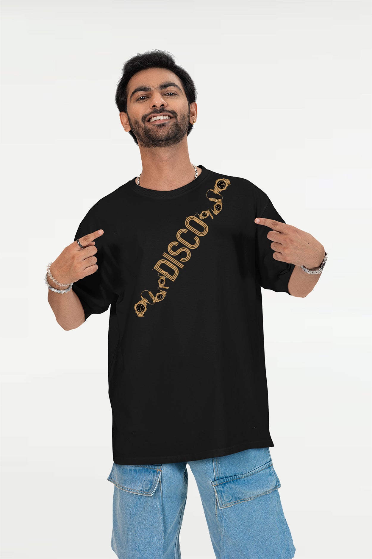 Coolie Gold Watch oversized t-shirt with terry cotton, relaxed fit streetwear fashion for Rajini fans, exclusive at TheFanboy.in