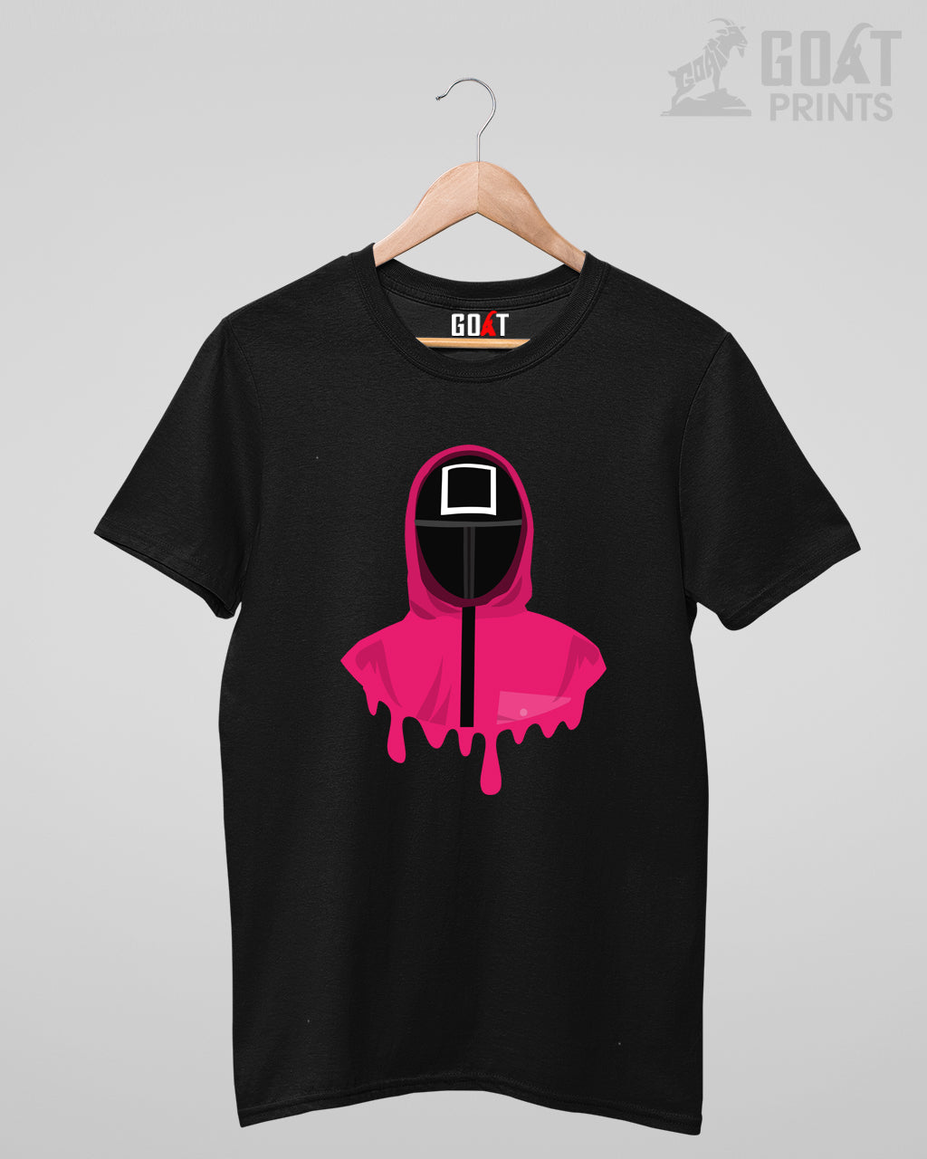 Dark-themed t-shirt featuring the mysterious Frontman.