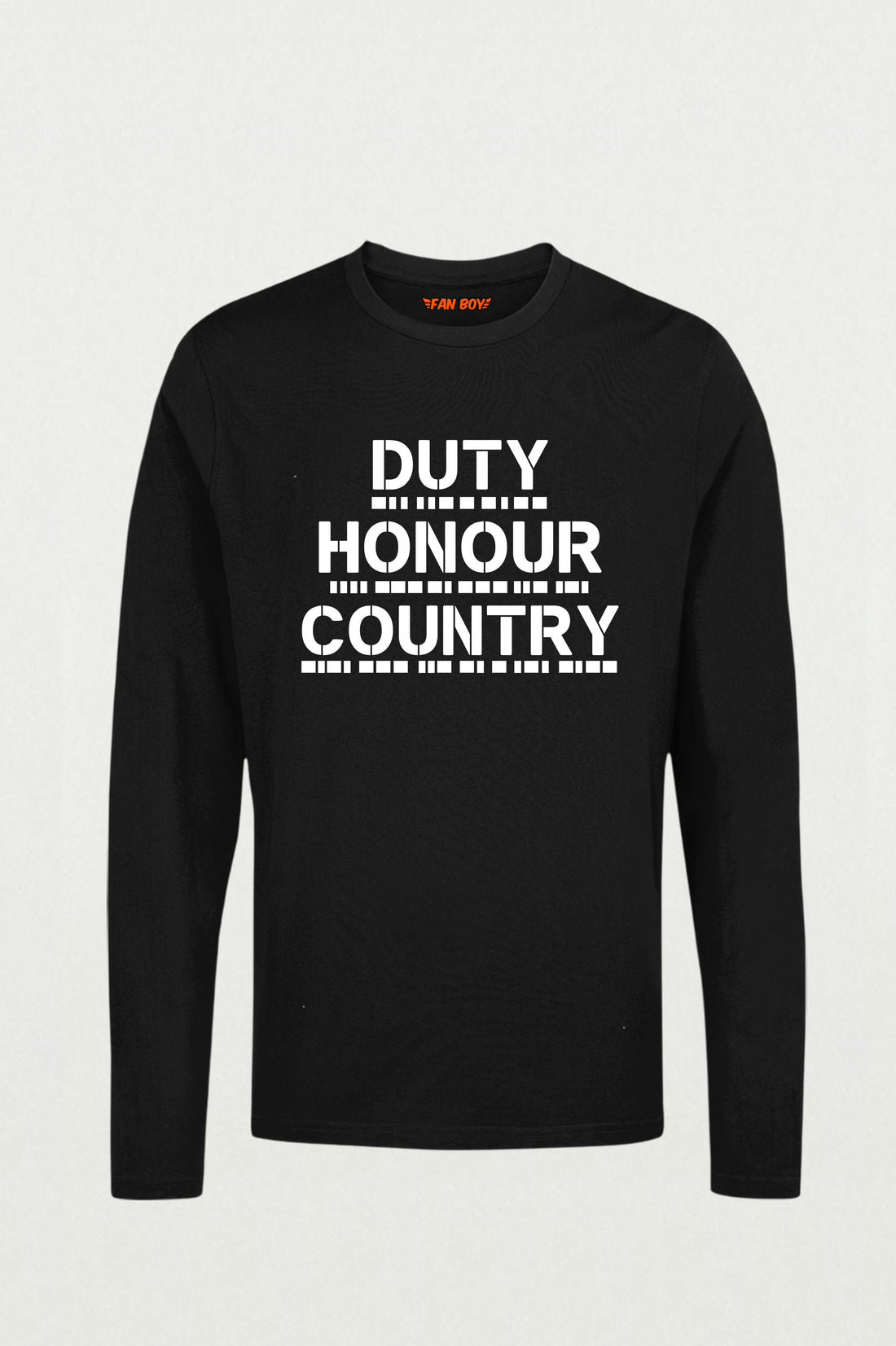 Celebrate MS Dhoni's legacy with the exclusive "Duty Honour Country" Morse Code T-Shirt. Premium cotton, military design. Buy online now from TheFanboy.in.
