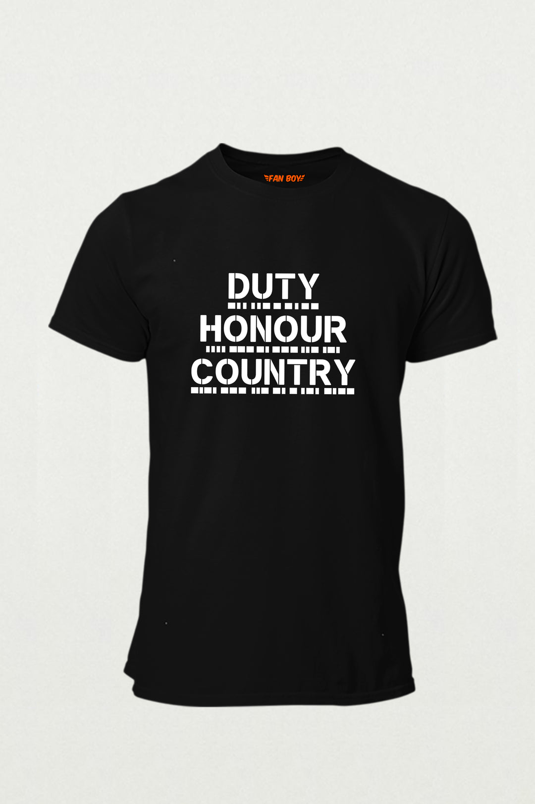 Celebrate MS Dhoni's legacy with the exclusive "Duty Honour Country" Morse Code T-Shirt. Premium cotton, military design. Buy online now from TheFanboy.in.