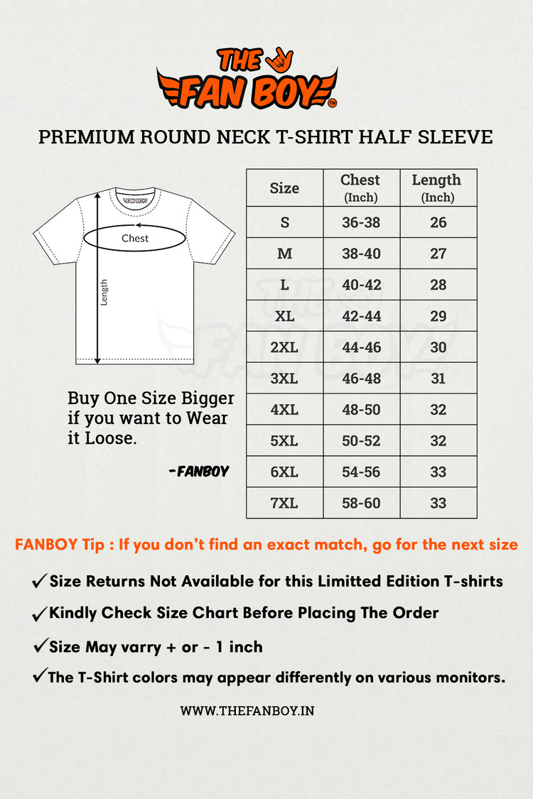 TheFanboy Classic Round Neck Size Chart – Find your perfect fit for TheFanboy Round Neck t shirt online