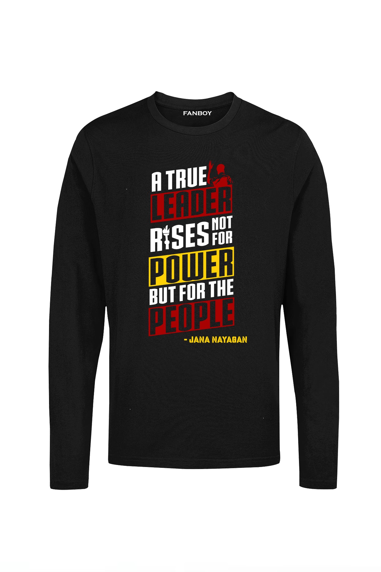 Thalapathy Vijay Jana Nayagan full sleeve fan T-shirt with leader quote design