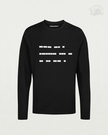 MS Dhoni ‘One Last Time’ Full Sleeve T-Shirt – Black, premium cotton with Morse code design, perfect for cricket fans and CSK supporters
