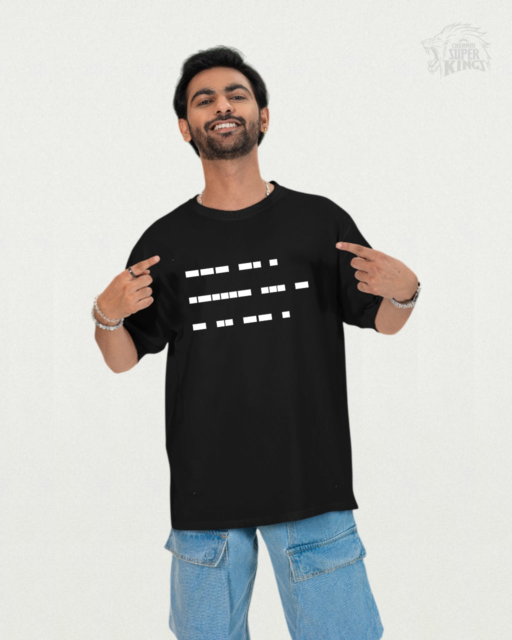 MS Dhoni ‘One Last Time’ Morse Code oversize T-Shirt – Limited Edition Cricket Fan Apparel in Black, featuring a unique Morse code design for MSD fans