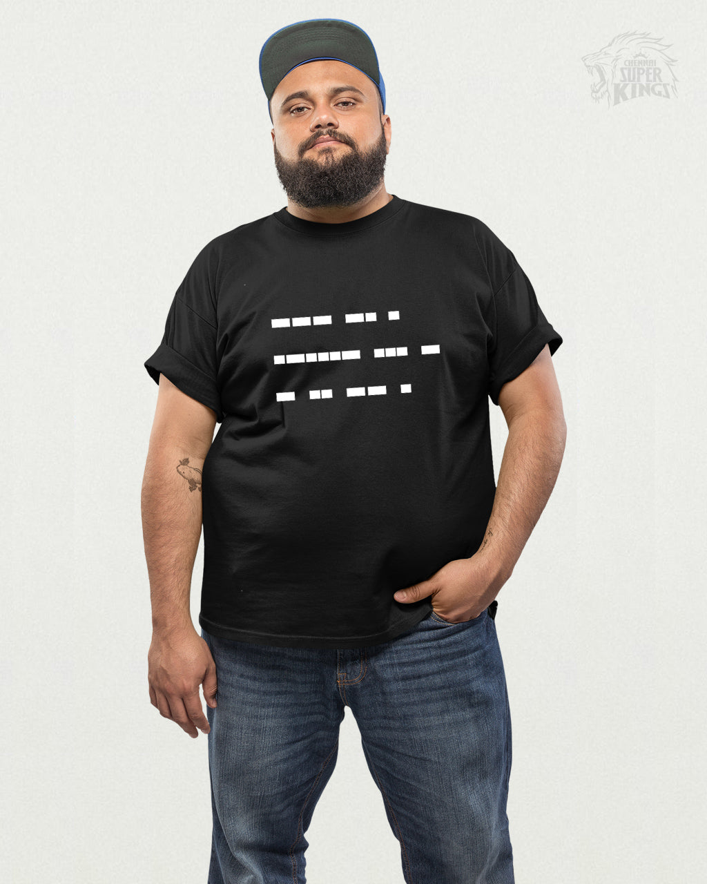 MS Dhoni ‘One Last Time’ Morse Code oversize T-Shirt – Limited Edition Cricket Fan Apparel in Black, featuring a unique Morse code design for MSD fans