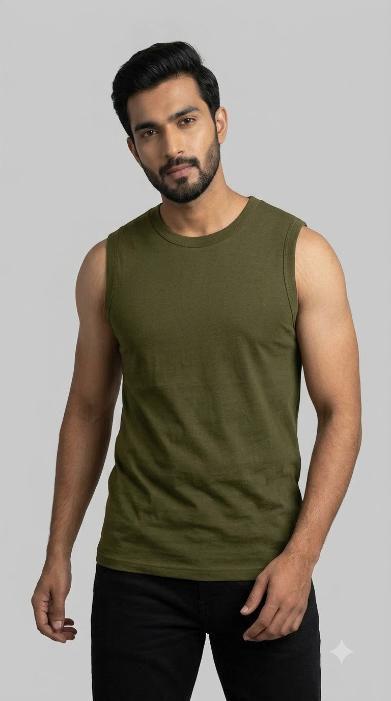 Solid Vest Olive green