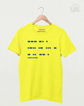 MS Dhoni ‘One Last Time’ Morse Code T-Shirt – Limited Edition Cricket Fan Apparel in Yellow, featuring a unique Morse code design for MSD fans