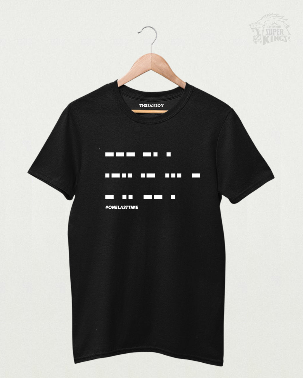 MS Dhoni ‘One Last Time’ Morse Code T-Shirt – Limited Edition Cricket Fan Apparel in Yellow, featuring a unique Morse code design for MSD fans