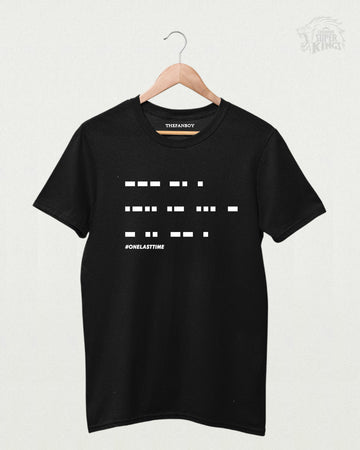 MS Dhoni ‘One Last Time’ Morse Code T-Shirt – Limited Edition Cricket Fan Apparel in Yellow, featuring a unique Morse code design for MSD fans