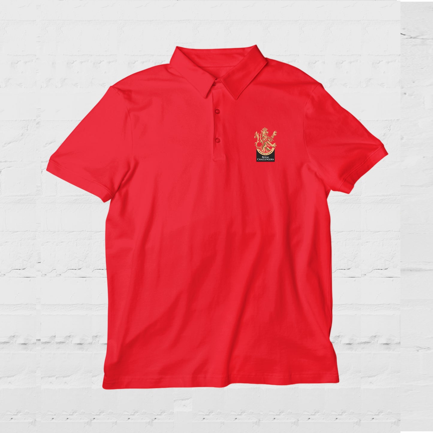 RCB Logo Printed Polo T-shirt RED