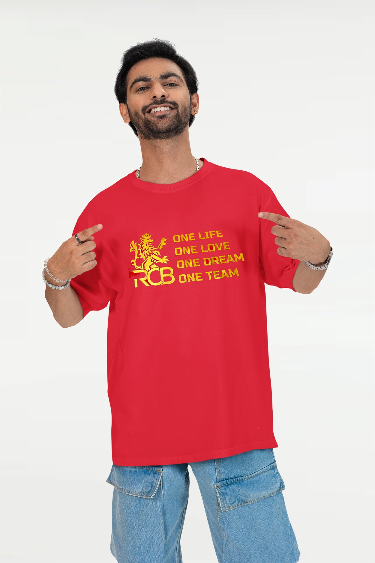 RCB GOLD PRINTED red T-shirt