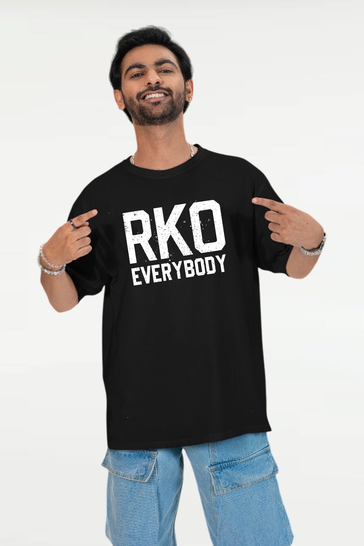 Randy Orton RKO Everybody Oversized T-Shirt – relaxed fit WWE fan apparel inspired by Randy Orton, available online in India at TheFanboy.in.
