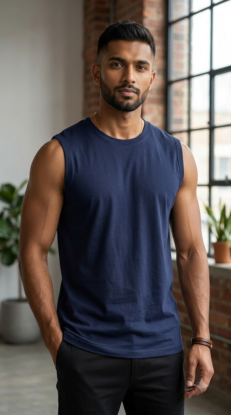 Solid Vest Navy blue