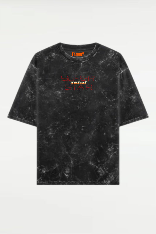 Super Star Rajini acid wash oversized T-shirt in black – Fanboy official Tamil cinema fan merchandise
