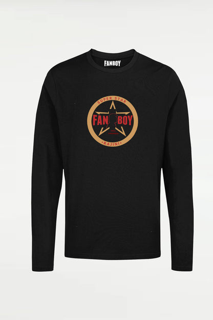 Black Superstar Fanboy T-Shirt with Rajini  Print for True  Fans