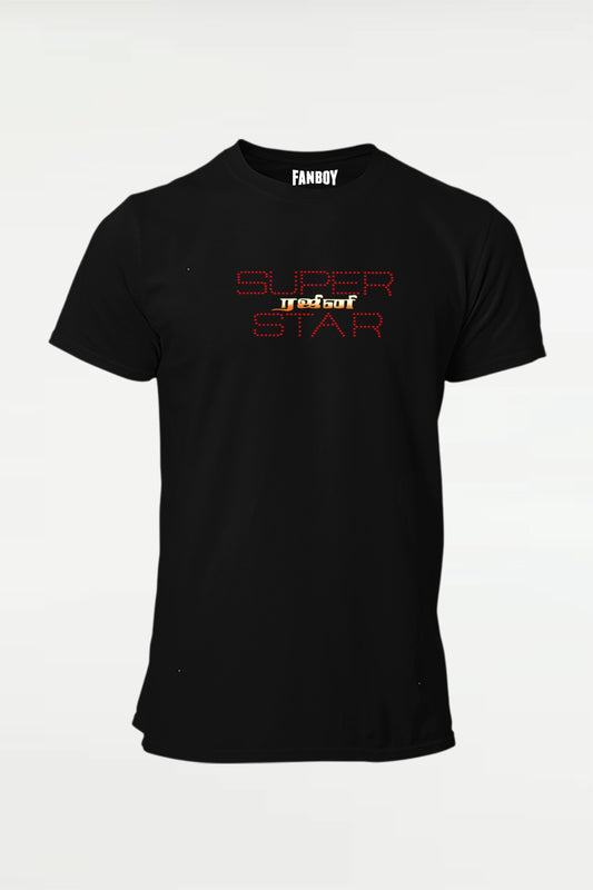 Superstar Rajini Title Card Printed Half Sleeve T-Shirt for Fans – Stylish Round Neck Cotton Tee