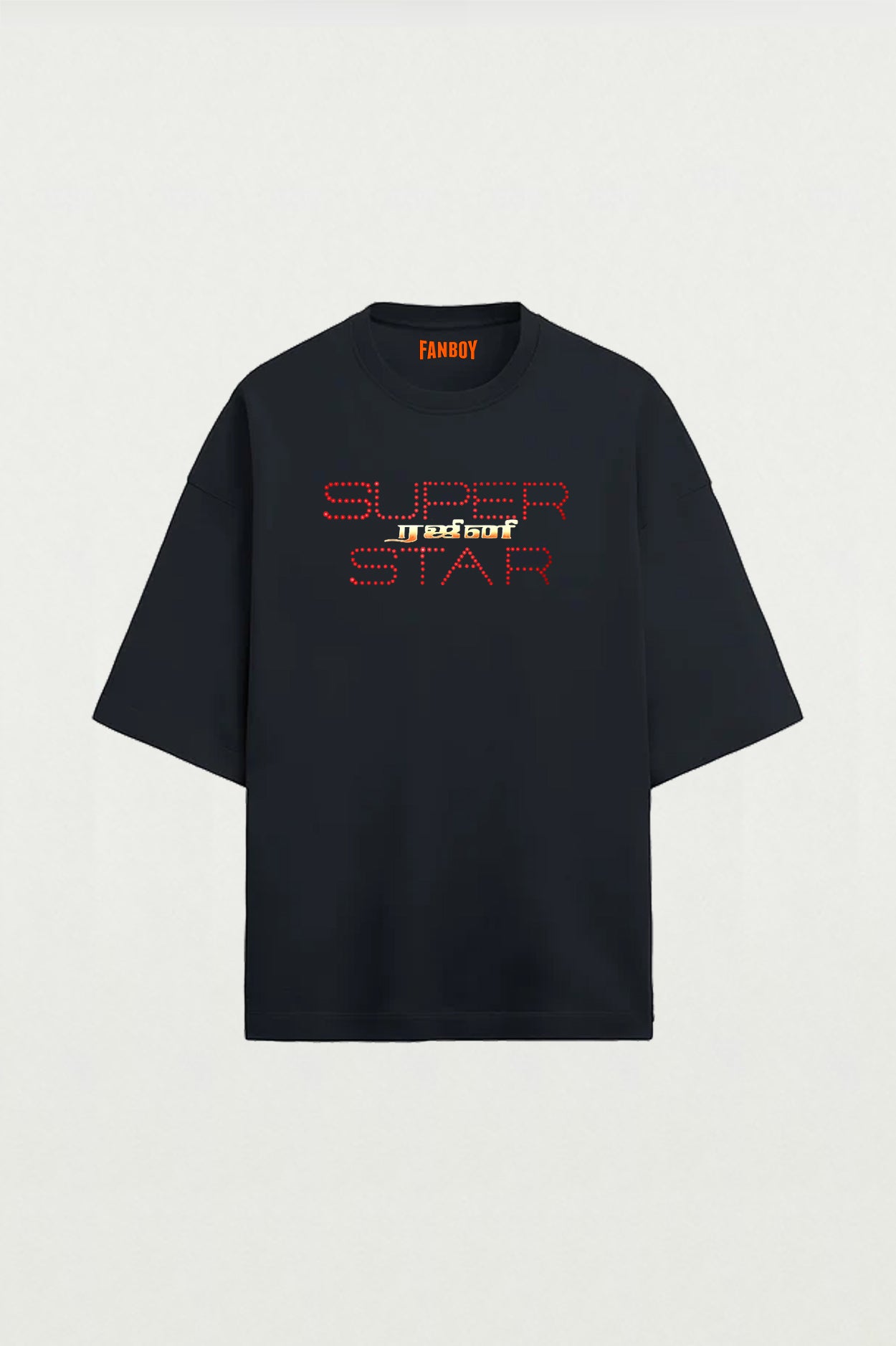 Superstar Rajinikanth Terry Oversized T-Shirt in premium cotton – streetwear-inspired fan tee for Rajini lovers, available at TheFanboy.in