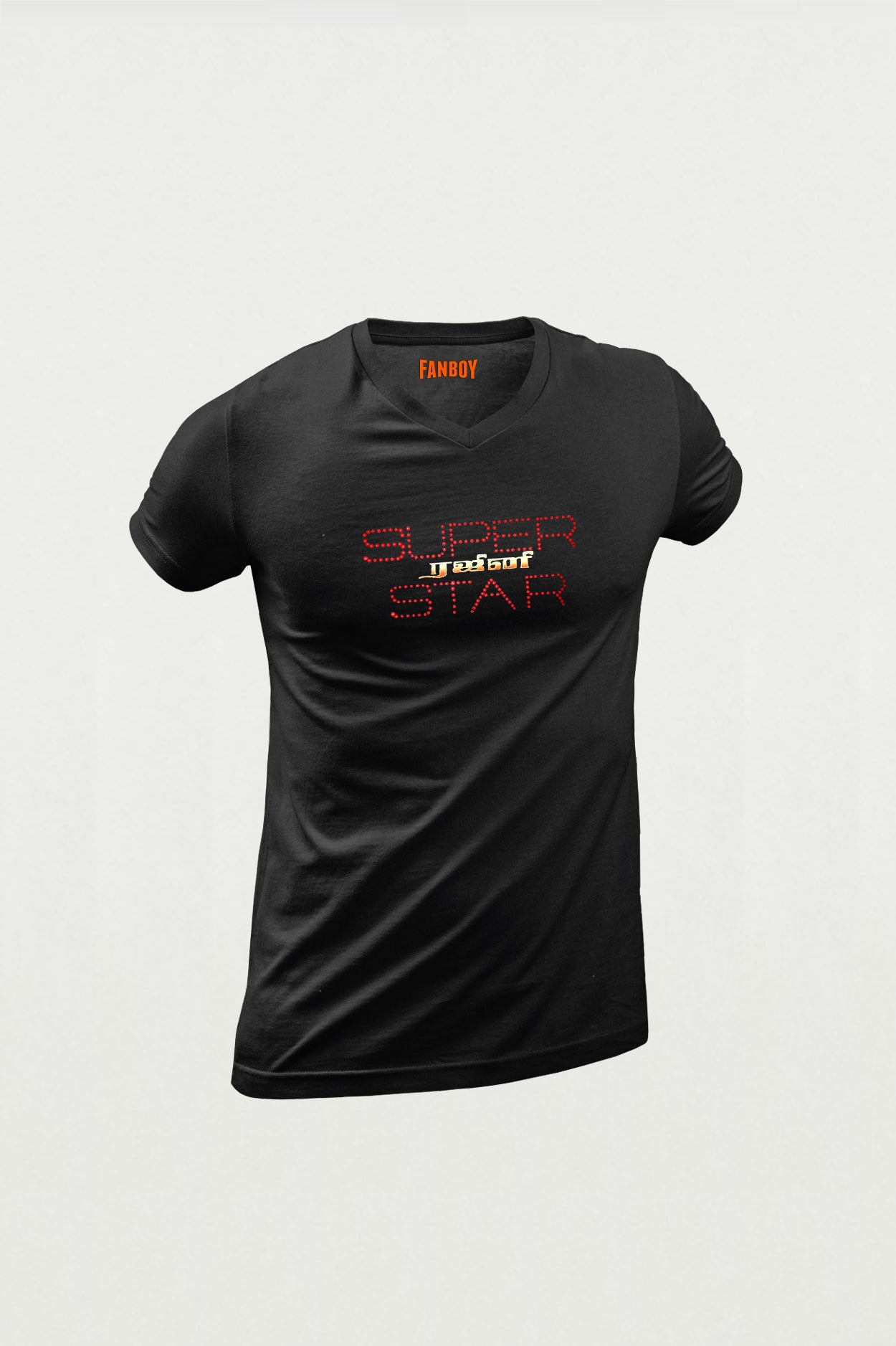 Superstar Rajinikanth Title Card Printed T-Shirt for fans – premium black cotton tee available online at TheFanboy.in