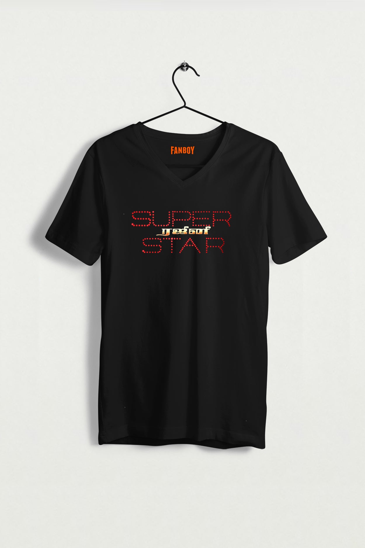 Superstar Rajinikanth Title Card Printed T-Shirt for fans – premium black cotton tee available online at TheFanboy.in