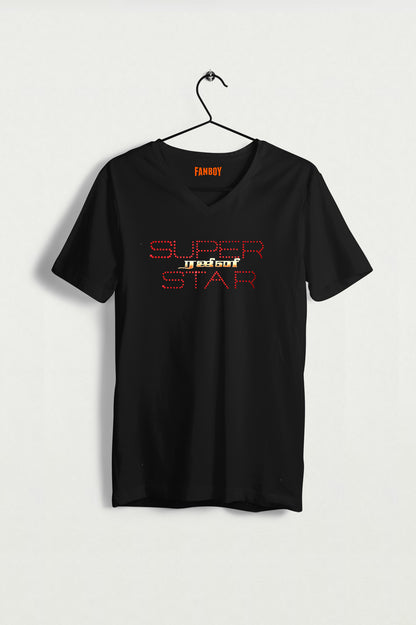 Superstar Rajinikanth Title Card Printed T-Shirt for fans – premium black cotton tee available online at TheFanboy.in