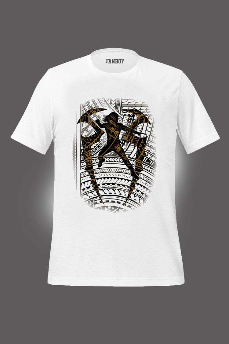 White tribal logo graphic t-shirt 