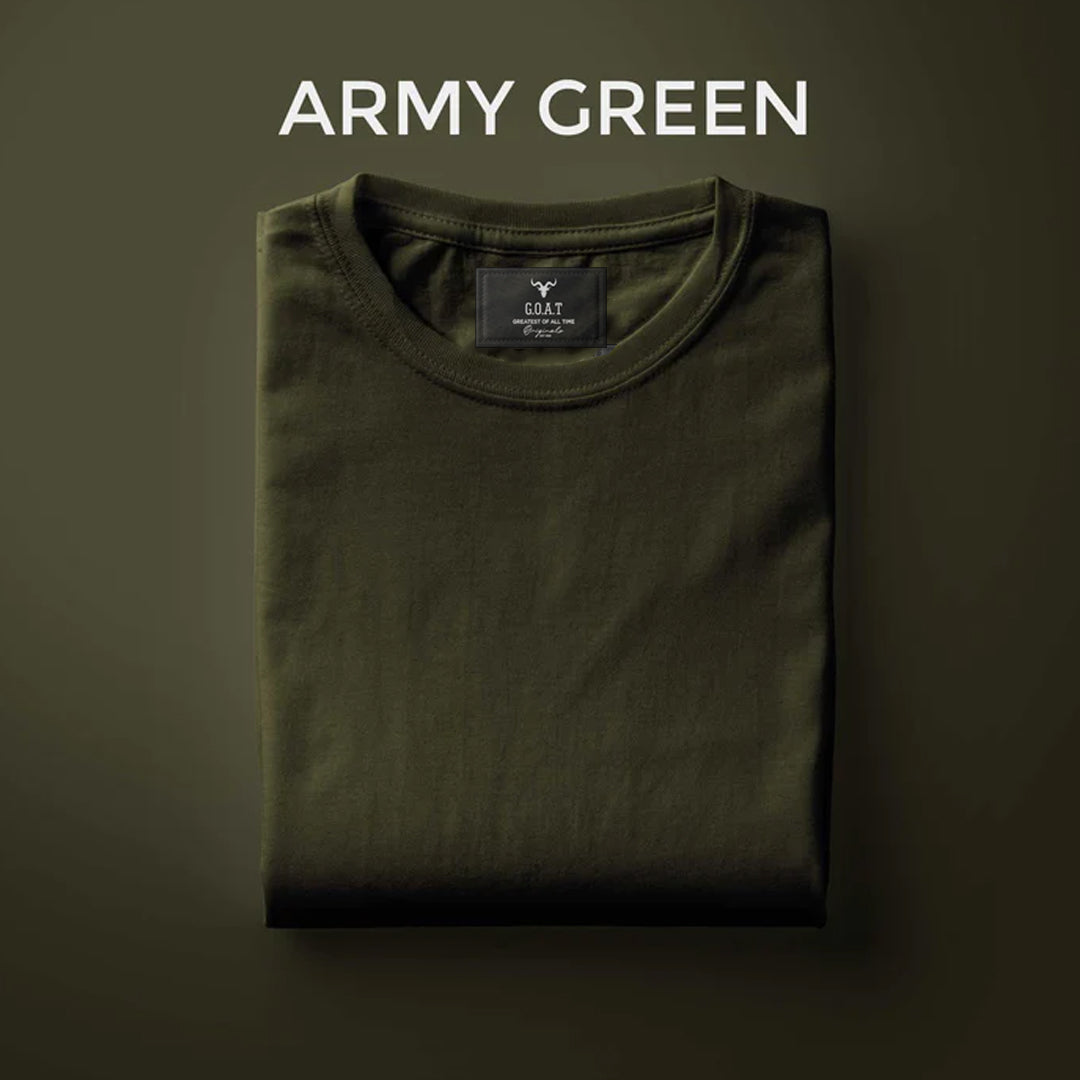 Men's Round Neck Plain T-Shirt- ARMY GREEN