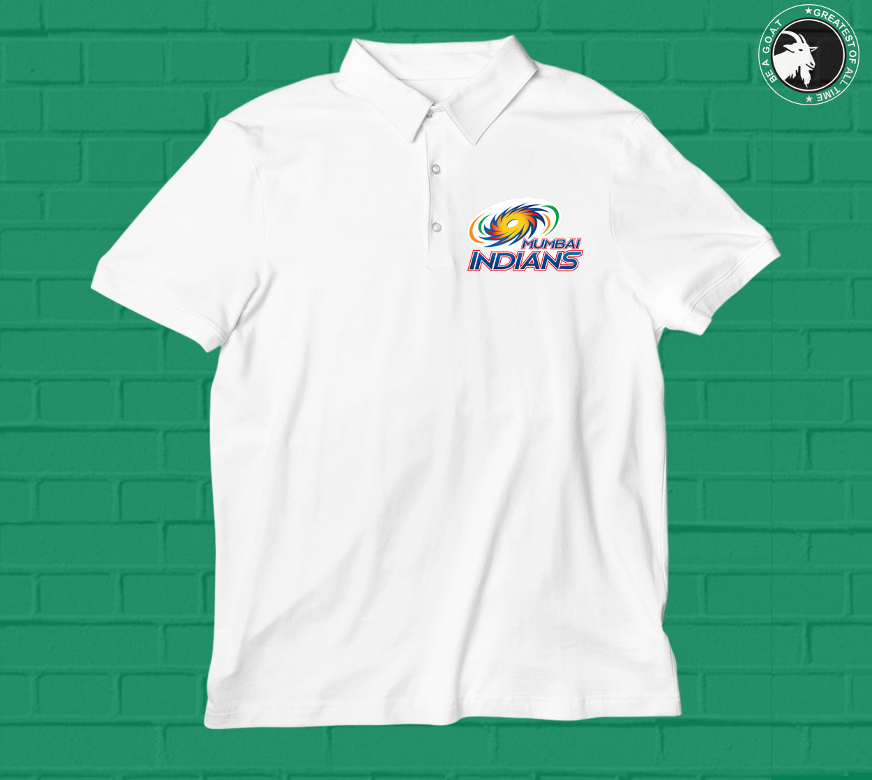 Mumbai Indians Logo Printed Polo T-shirt White