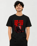 One Sun One Moon Thalaivar Rajinikanth fan T-shirt front view, Tamil cinema graphic tee from TheFanboy.in