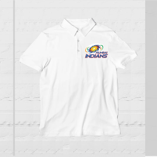 Mumbai Indians Logo Printed Polo T-shirt White