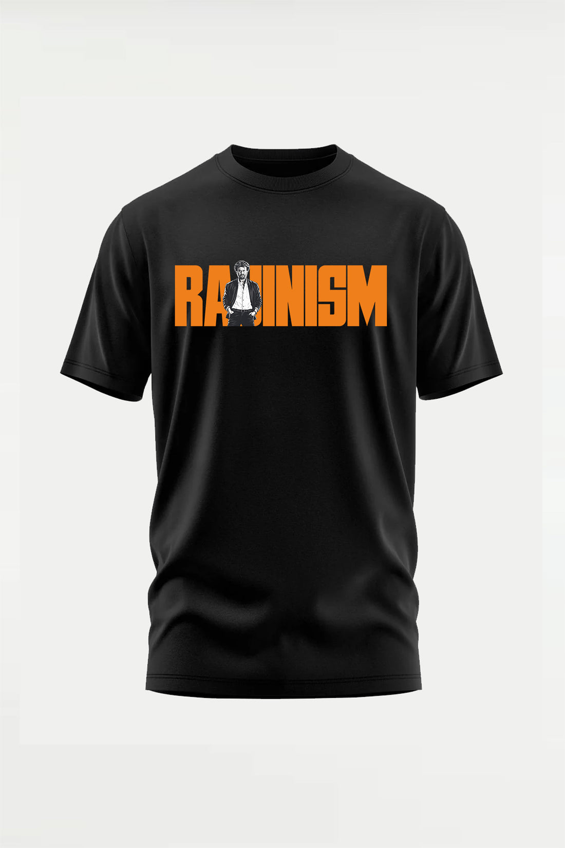 Rajinism Superstar Rajinikanth fan T-shirt front view, Tamil cinema-inspired graphic tee from TheFanboy.in