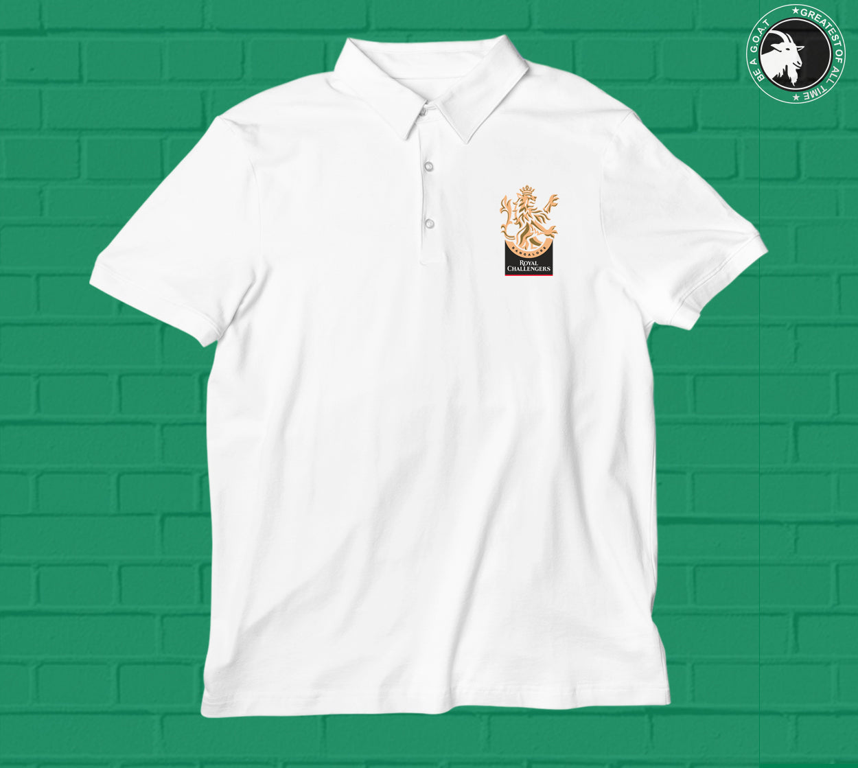 RCB Logo Printed Polo T-shirt White