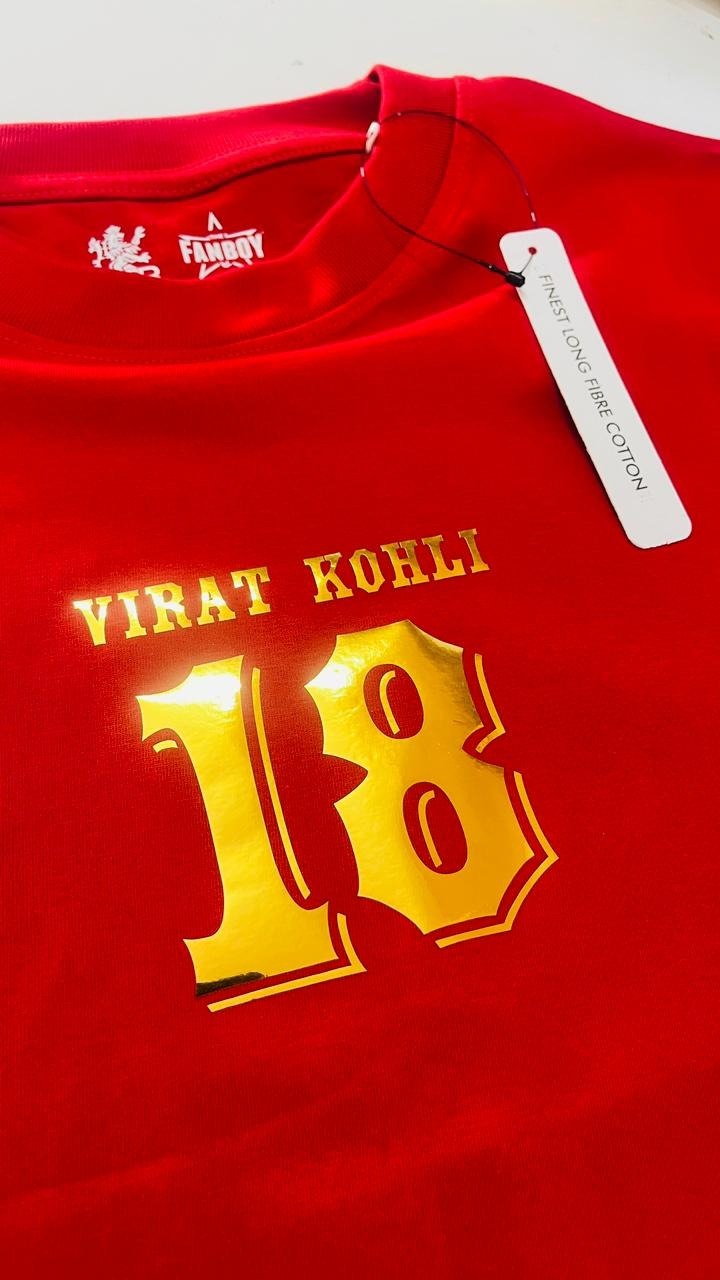 Virat Kohli 18 - Gold Printed T shirt