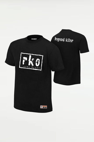 Front and back view of RKO nWo Randy Orton WWE black T Shirt