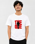 Back view of THE ONE Surya fan graphic T-shirt showing its printed artwork and garment fit