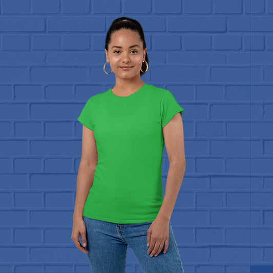 Women's Plain Round Neck T-shirt Flag Green– Hawkty