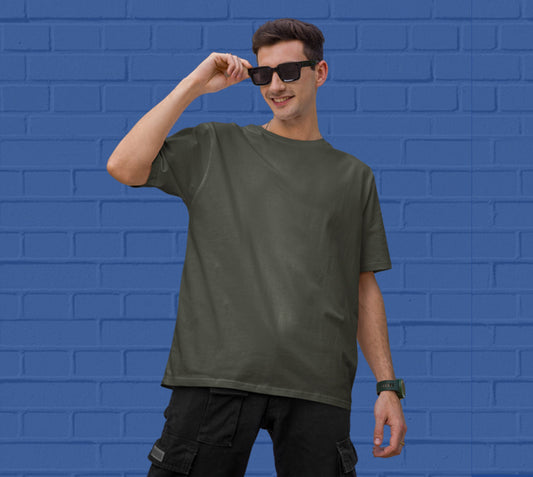 PLAIN OVERSIZED T SHIRTS - Olive Green 240 GSM