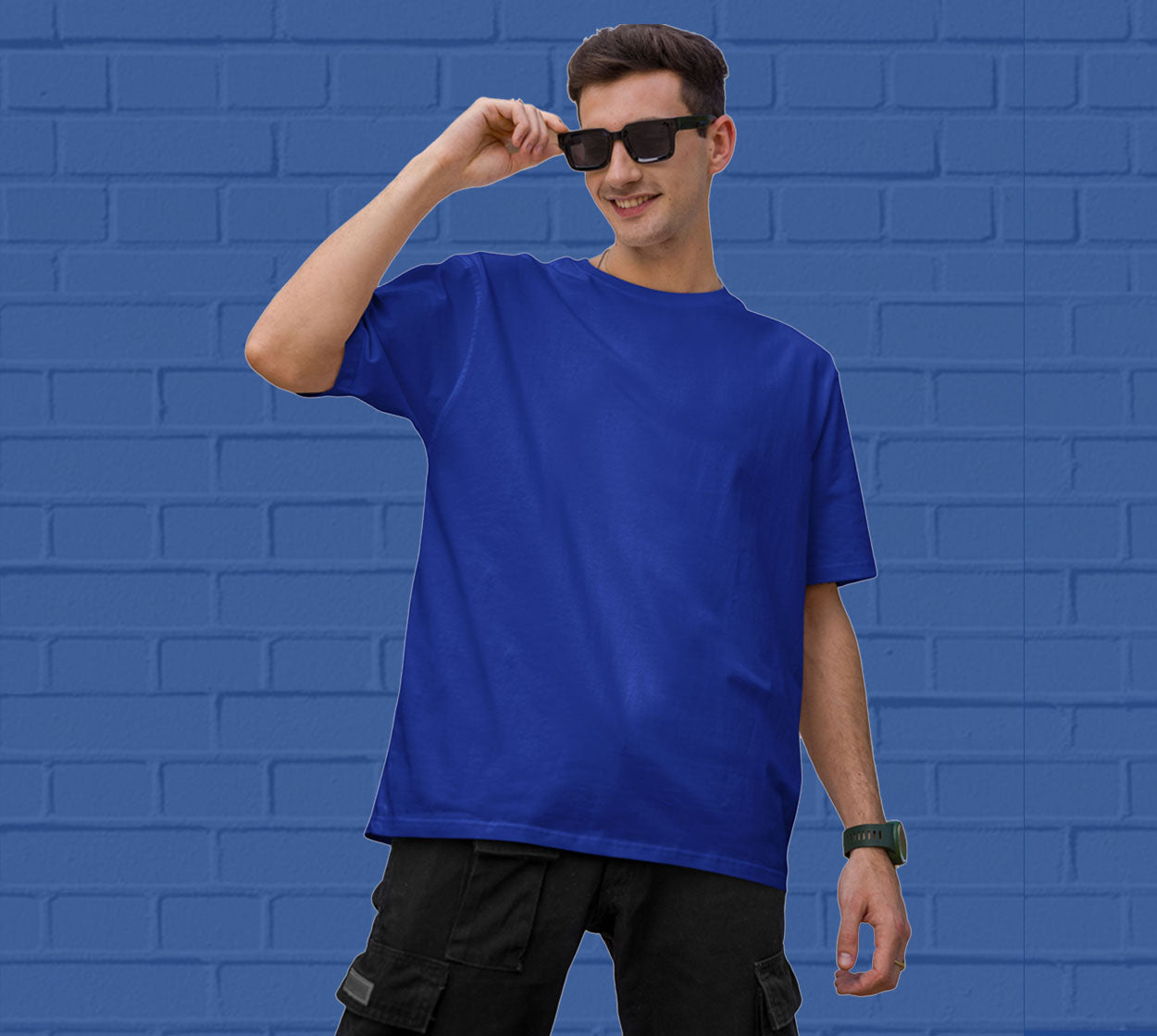 Shop Men s Royal Blue  Oversized Tshirt 