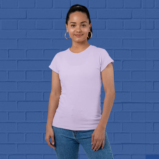 Women's Plain Round Neck T-shirt Lavender– Hawkty